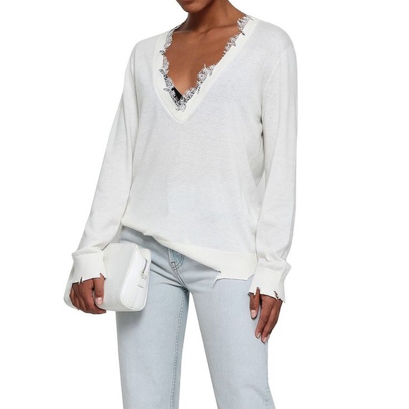 IRO Sweaters - IRO lace trimmed distressed sweater